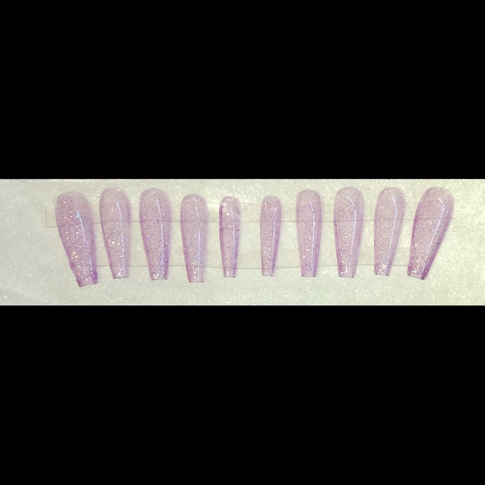 Purple glitter jelly nails